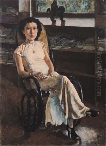 Portrait Of A Lady Oil Painting by Xu Beihong