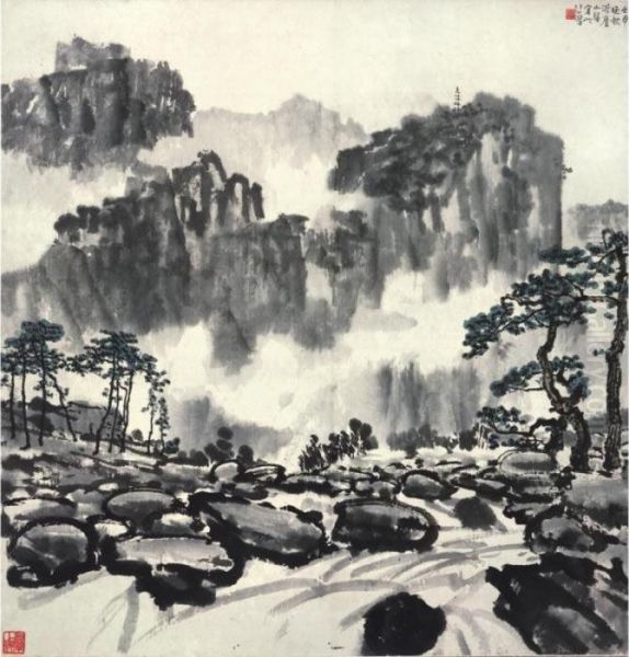 Landscape Of Mt. Lushan Oil Painting by Xu Beihong