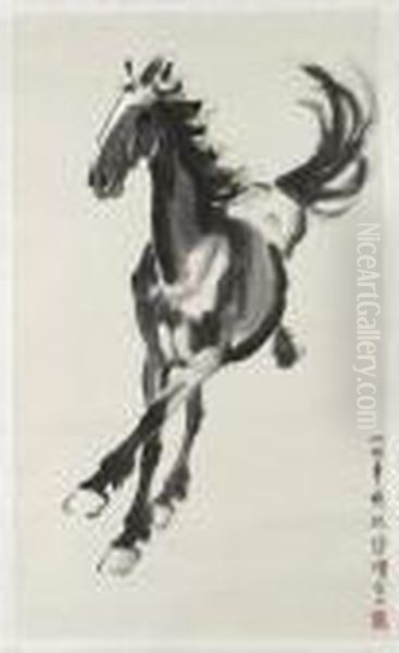 Galloping Horse Oil Painting by Xu Beihong