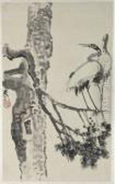 Cranes Oil Painting by Xu Beihong