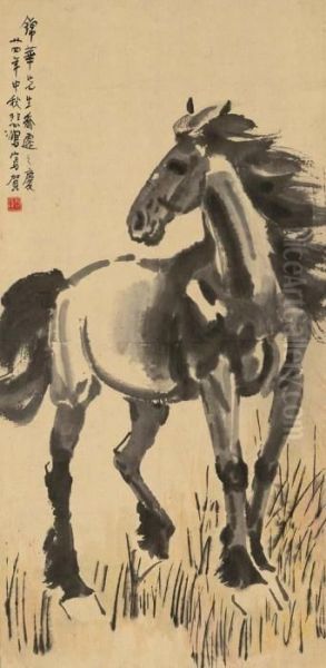 Standing Horse Oil Painting by Xu Beihong