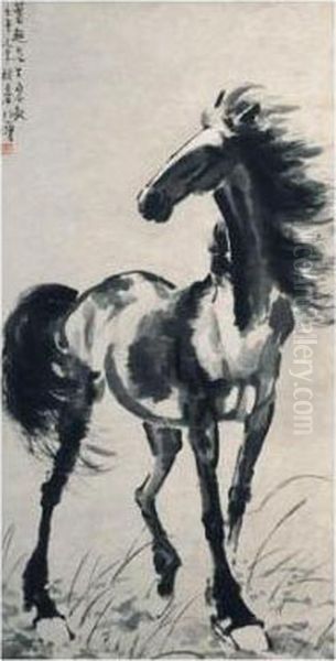 Standing Horse Oil Painting by Xu Beihong