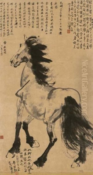 Standing Horse Oil Painting by Xu Beihong