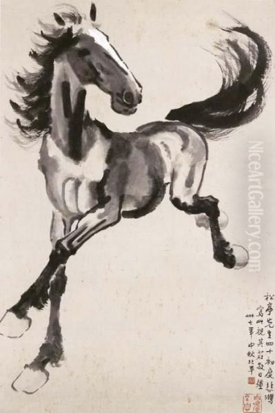 Running Horse Oil Painting by Xu Beihong