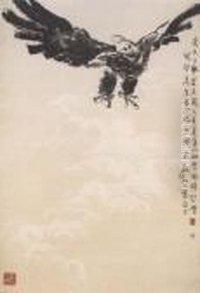 Flying Eagle Oil Painting by Xu Beihong