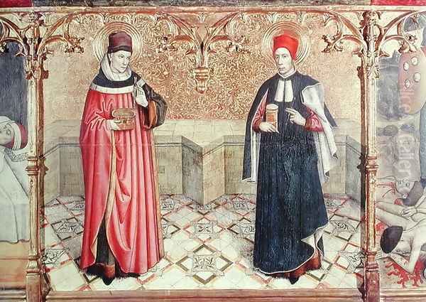 St Cosmas and St Damian Oil Painting by Jaume Huguet