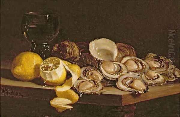 Study of Oysters Oil Painting by William Hughes