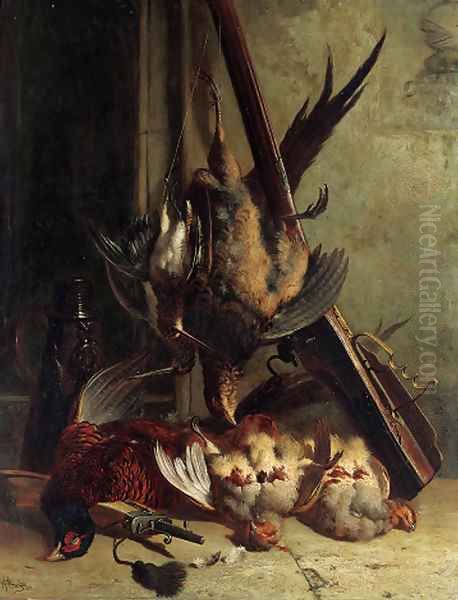 Still life with pheasants Oil Painting by William Hughes