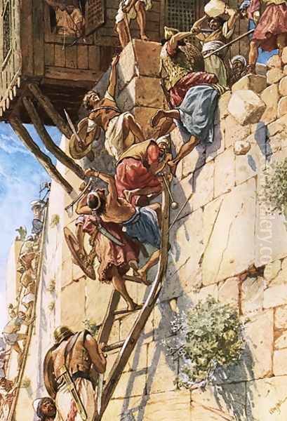 The capture of Jerusalem from the Jebusites Oil Painting by William Brassey Hole