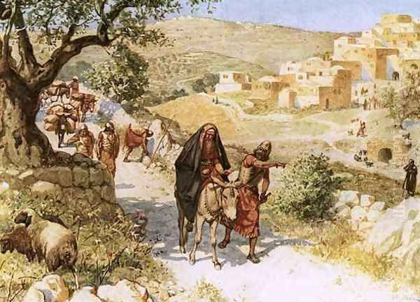 David fleeing from Jerusalem is cursed by Shimei Oil Painting by William Brassey Hole