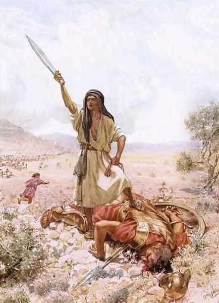 David and Goliath Oil Painting by William Brassey Hole