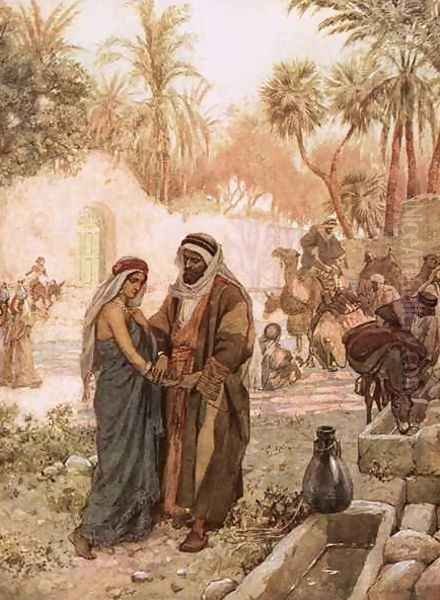 Eliezer and Rebekah Oil Painting by William Brassey Hole