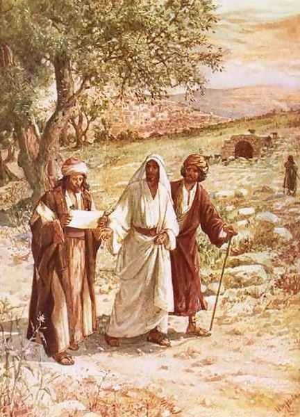 Jesus appearing to two disciples on the road to Emmaus Oil Painting by William Brassey Hole