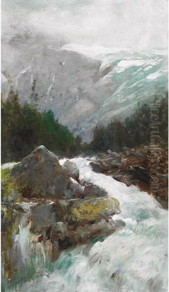 Cascade Near The Glacier Oil Painting by Frederic Marlett Bell-Smith