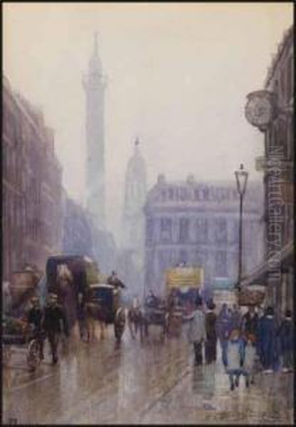 Gracechurch St., London Oil Painting by Frederic Marlett Bell-Smith