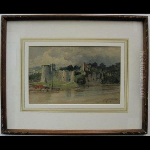 Old Chepstow Castle Oil Painting by Frederic Marlett Bell-Smith