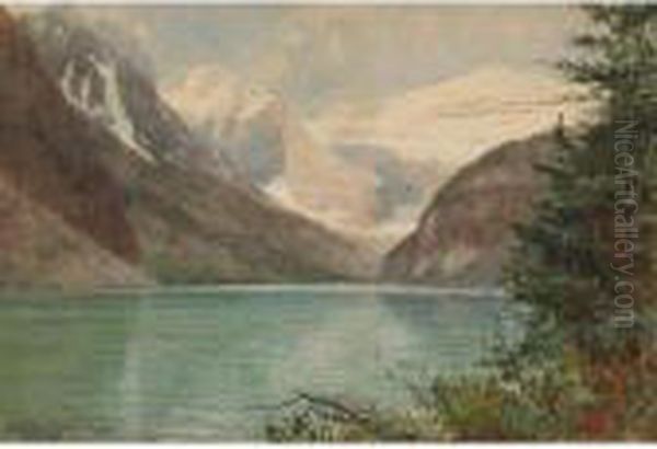 Lake Louise, Canadian Rockies Oil Painting by Frederic Marlett Bell-Smith