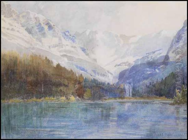 Landscape With Mountains And Lake Oil Painting by Frederic Marlett Bell-Smith