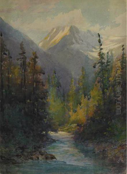 Mountain Landscape Oil Painting by Frederic Marlett Bell-Smith