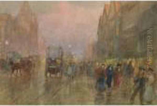 London - The Old And The New Oil Painting by Frederic Marlett Bell-Smith