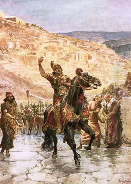 The Assyrian Rabshakeh demanding the surrender of Jerusalem Oil Painting by William Brassey Hole