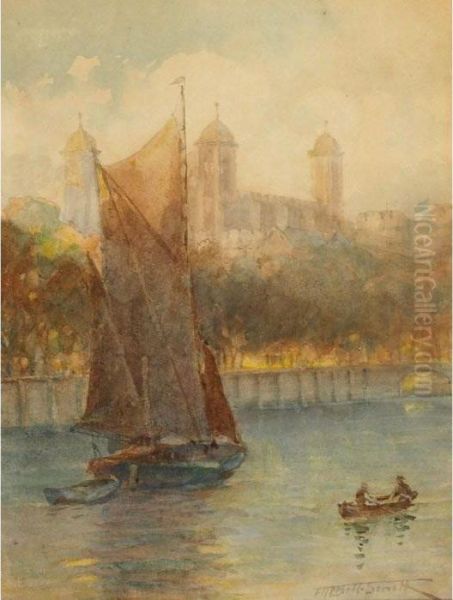 The Tower Of London Oil Painting by Frederic Marlett Bell-Smith