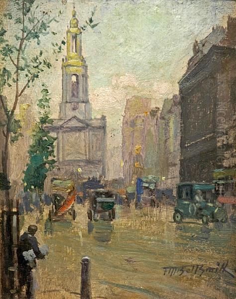 The Strand From Somerset House Oil Painting by Frederic Marlett Bell-Smith