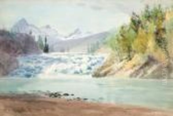 Bow River Falls, Banff Oil Painting by Frederic Marlett Bell-Smith