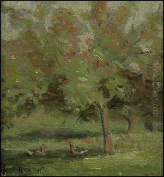 Ducks In The Park Oil Painting by Frederic Marlett Bell-Smith