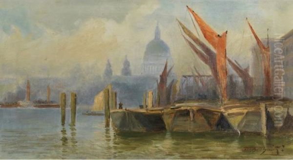 Boats Moored On The Thames, St. Paul