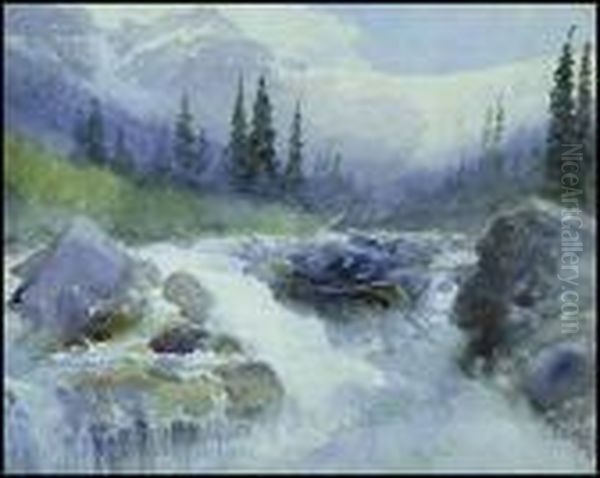 Mountain Torrent Oil Painting by Frederic Marlett Bell-Smith