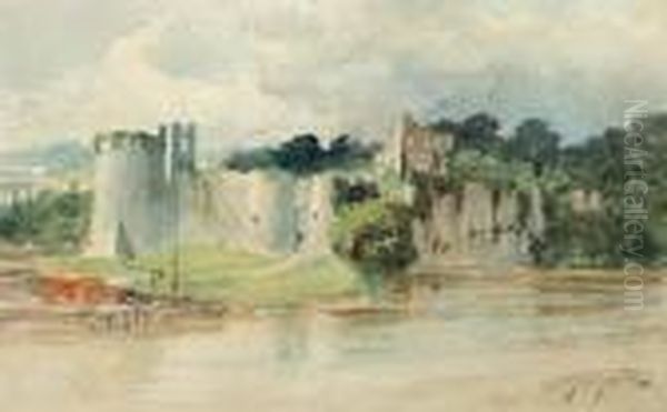 Old Chepstow Castle. Oil Painting by Frederic Marlett Bell-Smith