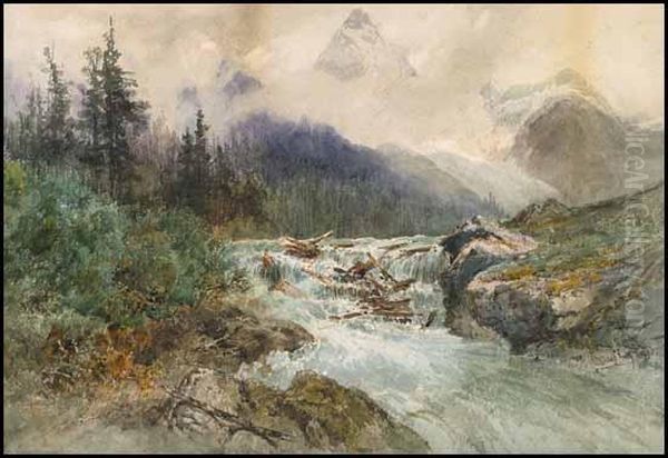 Rushing River Oil Painting by Frederic Marlett Bell-Smith