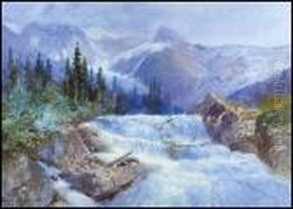 Glacier Cascade, Selkirks, Bc Oil Painting by Frederic Marlett Bell-Smith