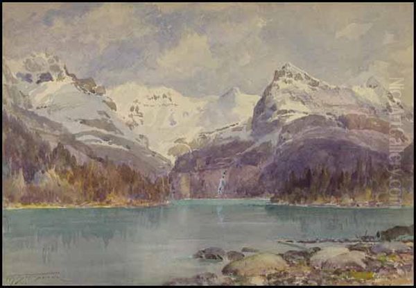 Lake In The Rockies Oil Painting by Frederic Marlett Bell-Smith