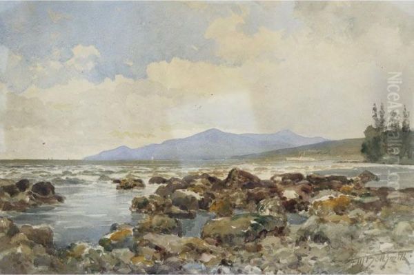 Rocky Shoreline Oil Painting by Frederic Marlett Bell-Smith