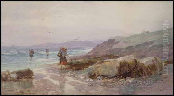 Clam Diggers Oil Painting by Frederic Marlett Bell-Smith