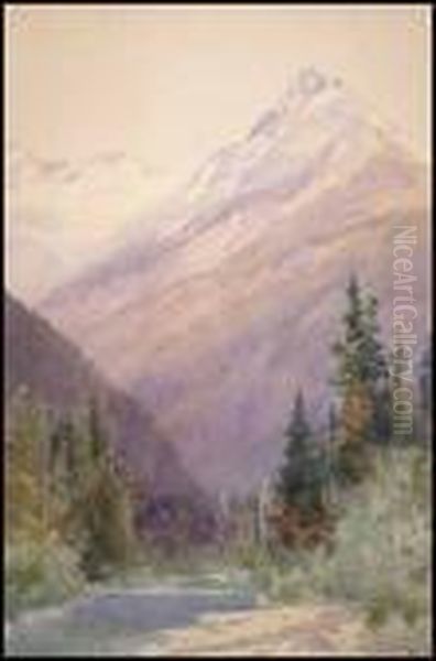 In The Rockies Oil Painting by Frederic Marlett Bell-Smith