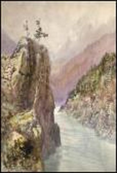 A Gorge In The Rockies Oil Painting by Frederic Marlett Bell-Smith