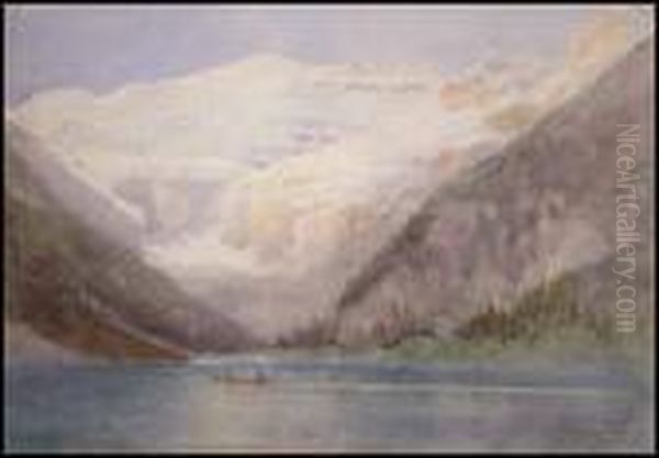 Lake Louise Near Lagan Oil Painting by Frederic Marlett Bell-Smith