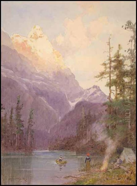 Camping In The Rockies Oil Painting by Frederic Marlett Bell-Smith