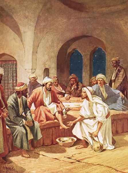 Jesus washing his disciples feet Oil Painting by William Brassey Hole