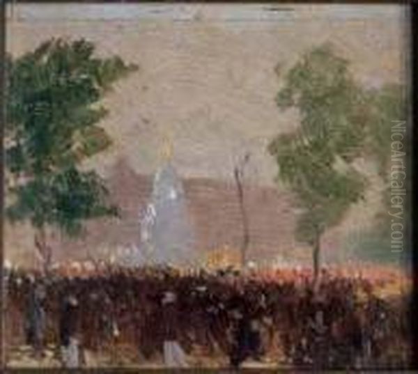 The March Past Oil Painting by Frederic Marlett Bell-Smith