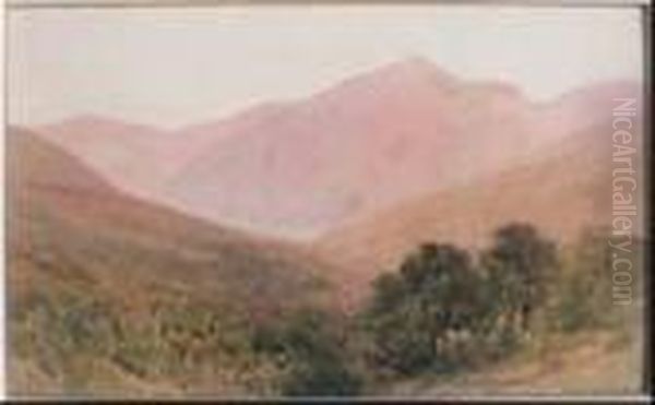 White Mountains At Sunset
 Watercolour And Pencil Oil Painting by Frederic Marlett Bell-Smith