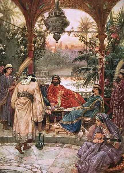 Nehemiah makes his petition to Artaxerxes Oil Painting by William Brassey Hole