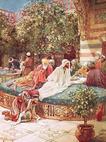 Jesus at the house of Simon the Pharisee Oil Painting by William Brassey Hole