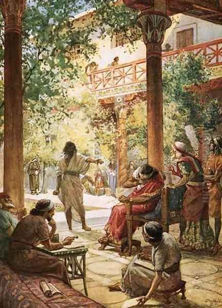 Nathan the prophet denounces the sin of David Oil Painting by William Brassey Hole