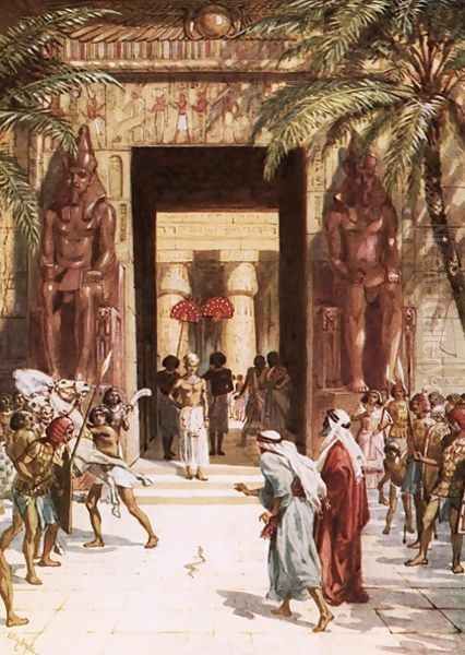 Moses and Aaron before Pharaoh Oil Painting by William Brassey Hole