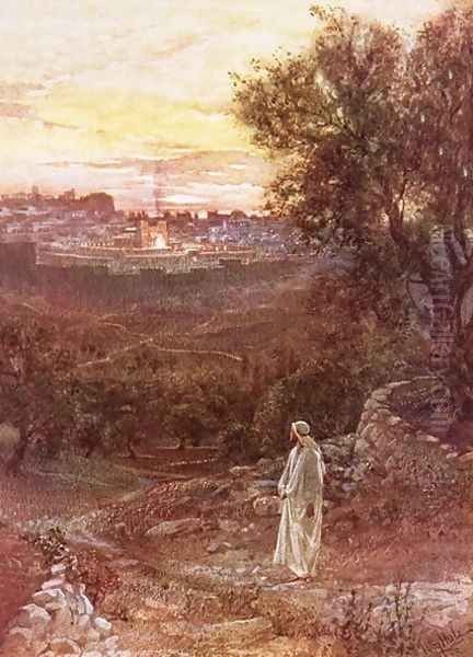 Jesus on the mount of Olives Oil Painting by William Brassey Hole