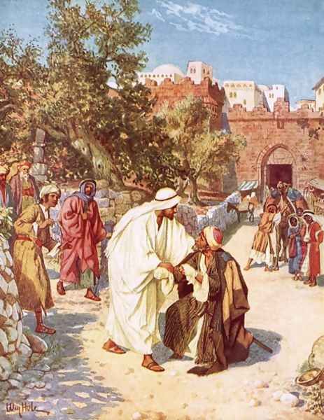 Jesus healing a leper Oil Painting by William Brassey Hole